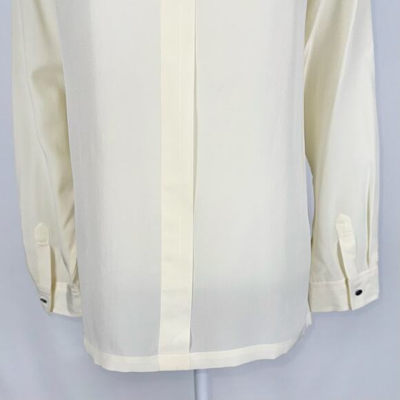 March Jacobs Women's Pintuck Pleat Silk Button Down Shirt Size 4 Cream Off White - Picture 9 of 12